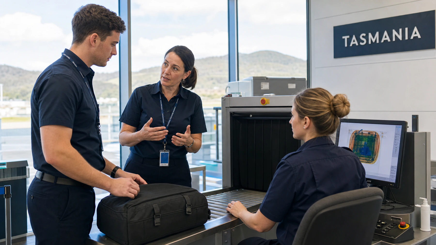 Transport security training at a Tasmanian airport